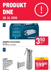Leták Produkt dne s bombičkami a lahví na šlehačku