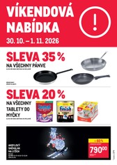 Leták Víkendová nabídka se slevami na pánve a tablety do myčky